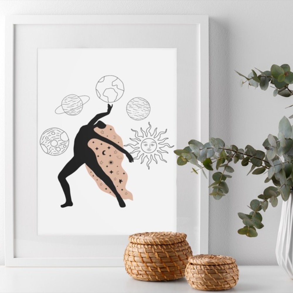 Wall Art Bohemian Woman Silhouette Celestial Print Poster Illustration Unframed - Picture 3 of 6